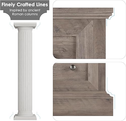 Miniatura 7 de Cómoda doble moderna de 6 cajones, cómoda de madera, cómoda ancha con cajones profundos y asas dobles mentales para pasillo y sala de estar, gris