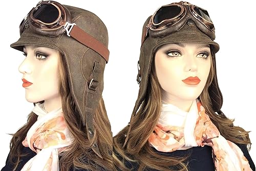 Miniatura 5 de Leather Aviator Hat, Real Vintage Brown Leather Helmet, Pilot Cap, for Men & Women