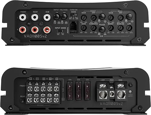 Vista 10 de NVX VAD27001 - Amplificador con control remoto de graves (certificado marino) de 2700W RMS Clase D monobloque para automóviles, embarcaciones