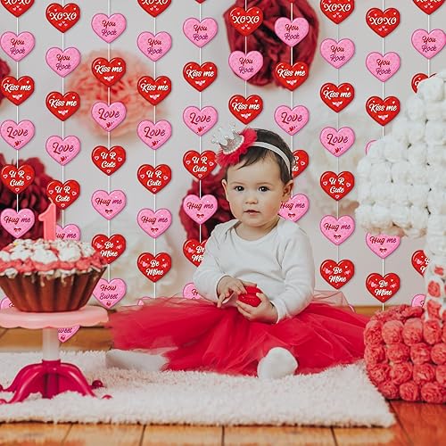 Miniatura 5 de Capoda 8 piezas de decoraciones de fiesta del día de San Valentín, guirnaldas de papel con forma de corazón para San Valentín, bodas, aniversarios,