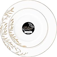 Vista 1 de Plasticpro Juego de 64 piezas de elegantes platos de plástico desechables incluye 32 platos de cena y 32 platos para ensalada, vajilla resistente