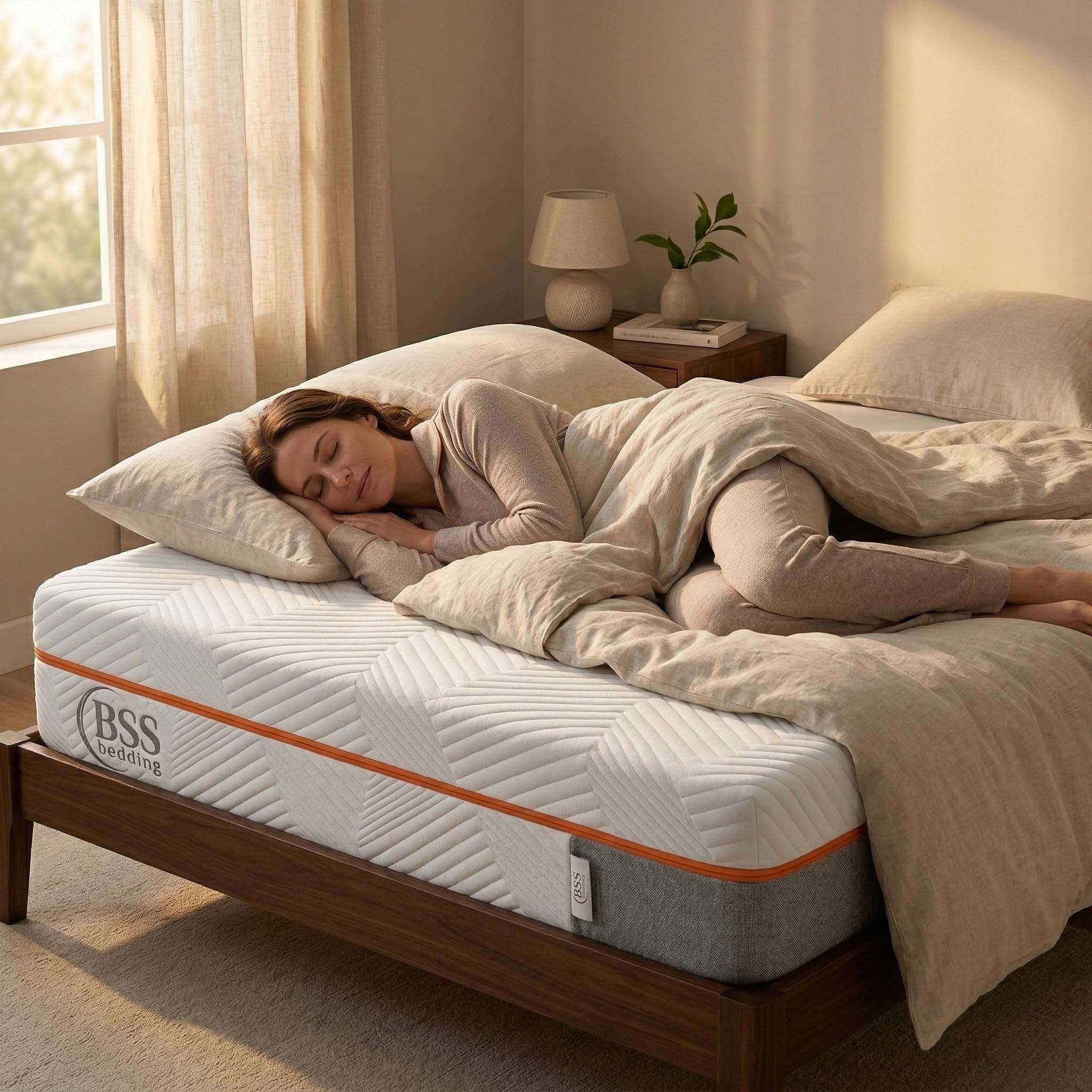 BSS BEDDING Kaltschaummatratze 140x200 cm, 22 cm hoch, 2-in-1 Härtegrad H3/H4 (wendbar: Oben H3, unten H4), Rollmatratze, 7-Zonen Memory Foam, ergonomisch & atmungsaktiv, waschbarer Bezug