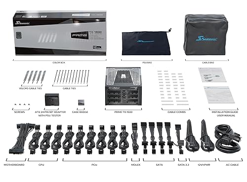 Vista 14 de Seasonic Prime TX-1600-1600W - 80+ Titanium - ATX 3.0 & PCIe 5.0 Ready - Fully Modular - Premium Japanese Capacitors - Nvidia RTX 40/50 & AMD GPU
