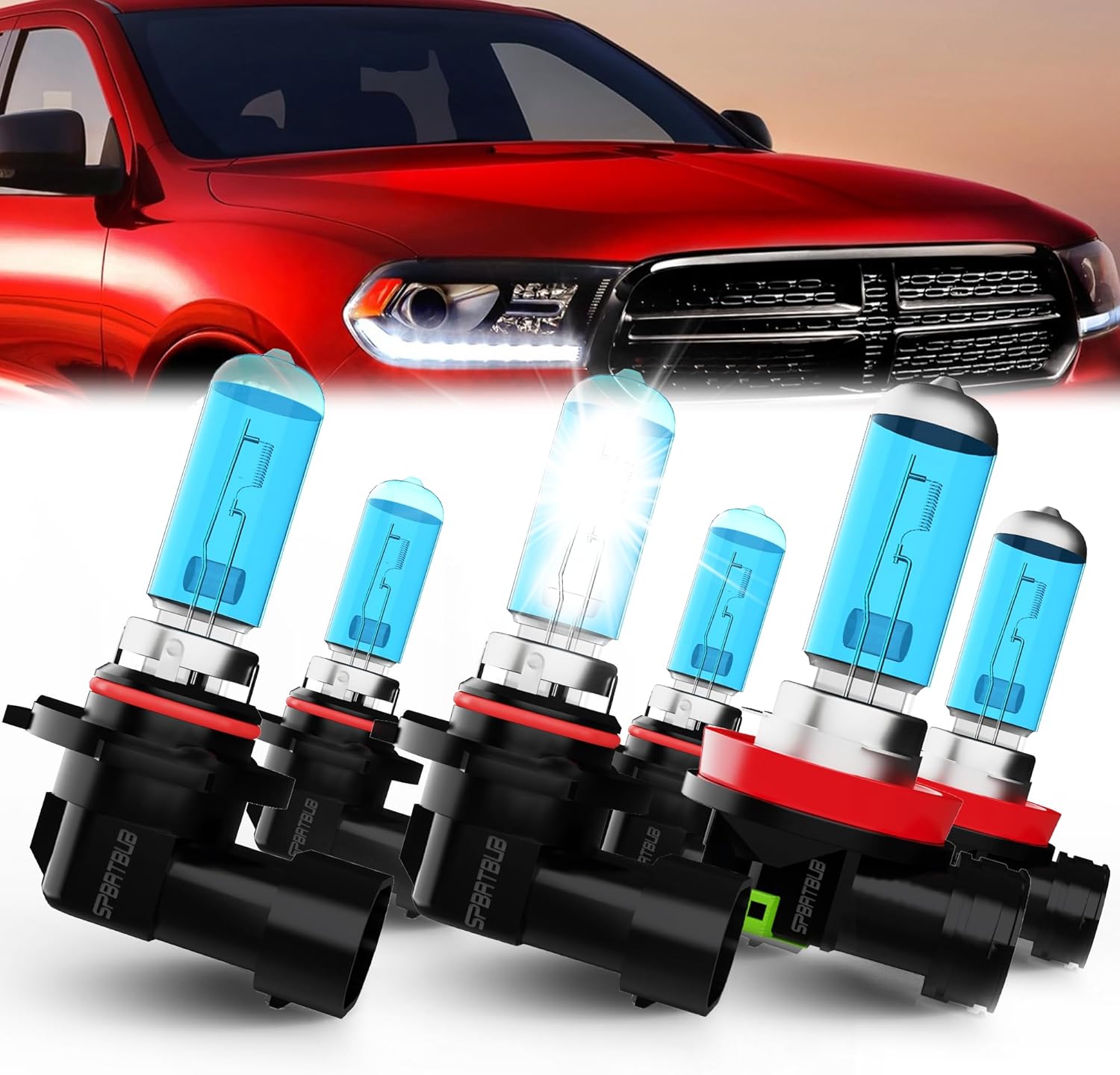 compatible with Dodge Durango (2014-2020) Lights Headlights Bulbs, 9005/HB3/H10 High Beam + 9005 Low Beams Halogen Headlight + H11 Fog Lights, Pack of 6