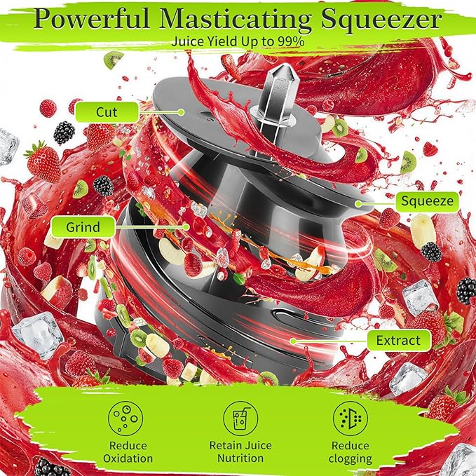 Extractor de Jugos Prensado en Frío Boca Ancha 200W con Función Reversa miniatura 5