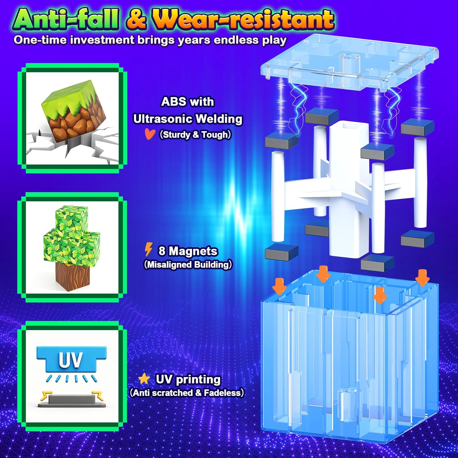 Magnetic Blocks - 100 Building Blocks Mine Magnets Building Craft Autistic Kids Friendly Sensory Toys STEM Creative Toy Game for Kids Age 3-5 4-6 5-7 8-12 - Magical Enchanted Playset