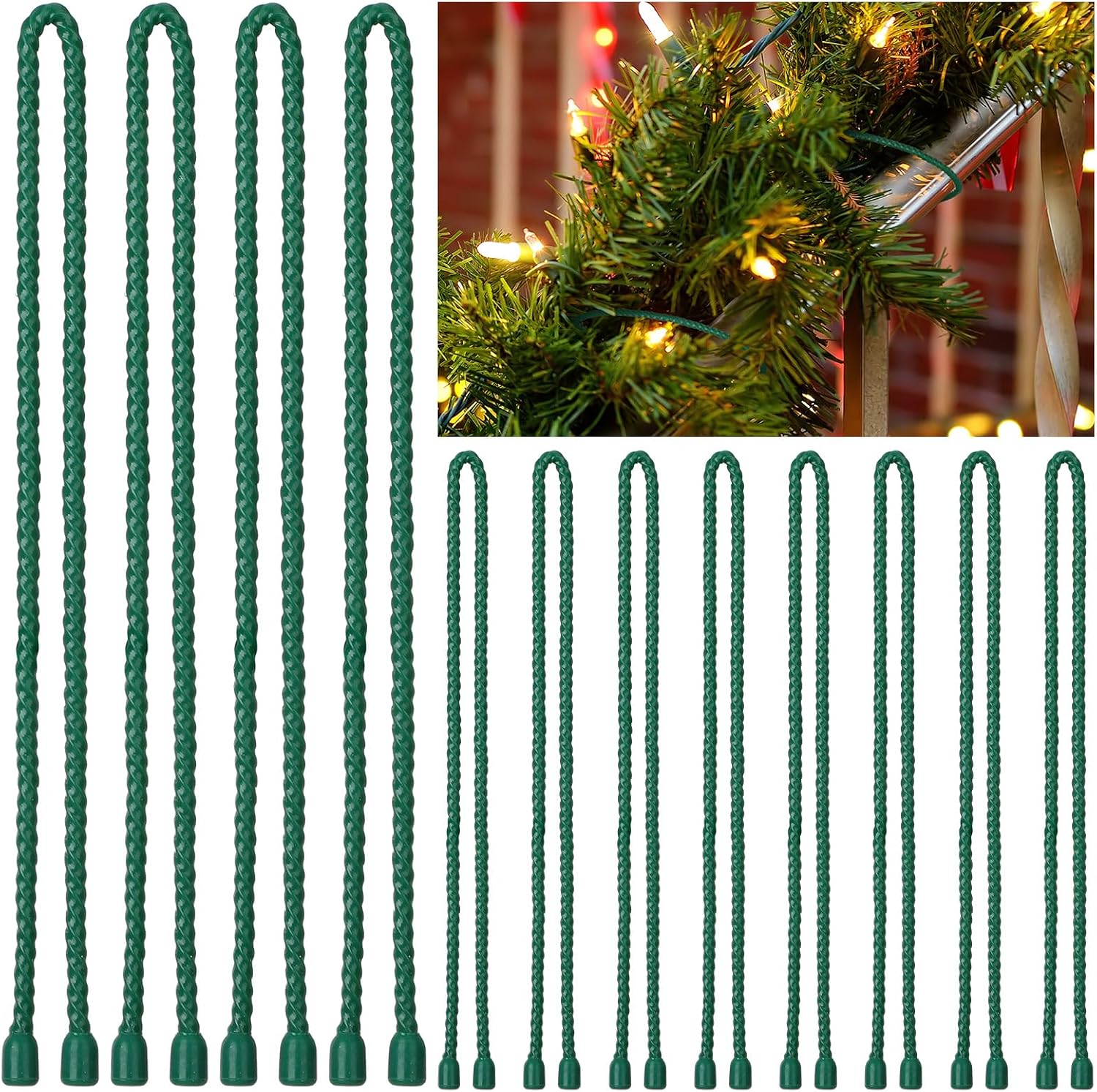 12 Pcs Christmas Silicone Garland Ties 20 Inch Reusable for Banister