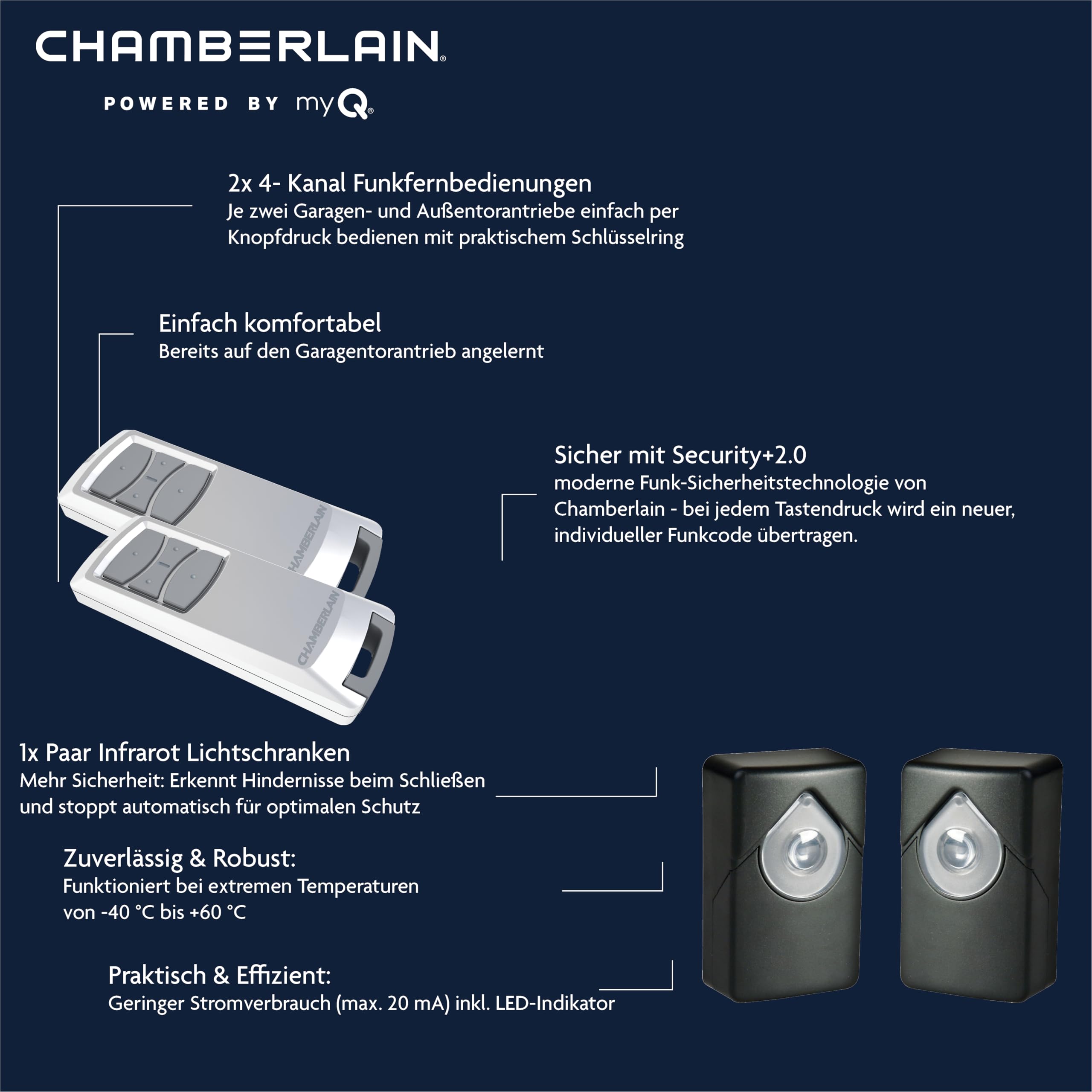 Chamberlain ML1040EV - Accionamiento para puerta de garaje - Silencioso y fuerte: 1000 N fuerza de tracción máx. 140 kg de peso de la puerta - Capacidad para Smart Home - Montaje sencillo - Incluye