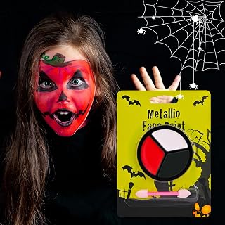 Black White Red Face Paint, 3 Colors Body and Face Painting, Face Body Paint Special Effects Makeup Kit Dress Up Non Toxic Face Painting Kits for Halloween Special Effects SFX Clown Skeleton Cosplay