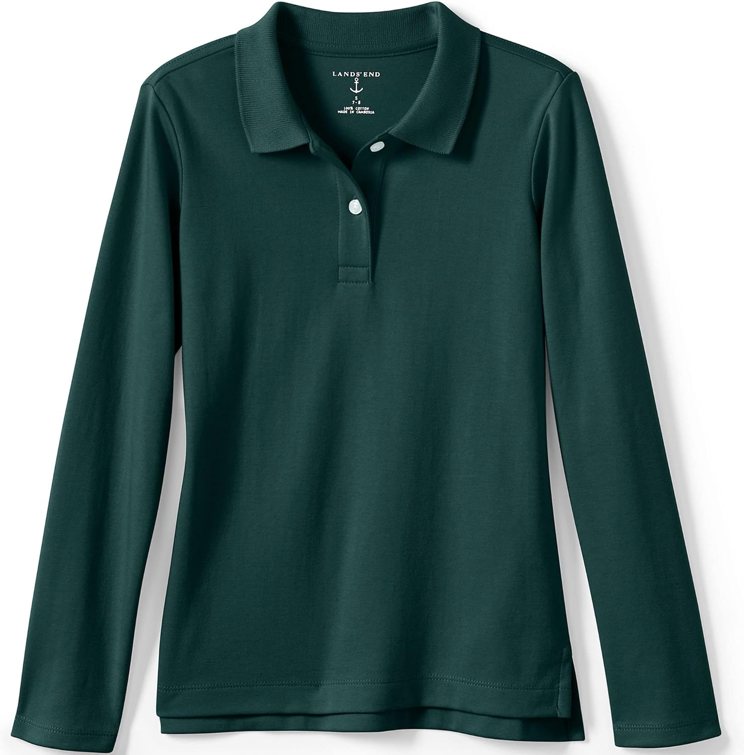 Lands' End School Uniform Girls Long Sleeve Feminine Fit Interlock Polo Shirt