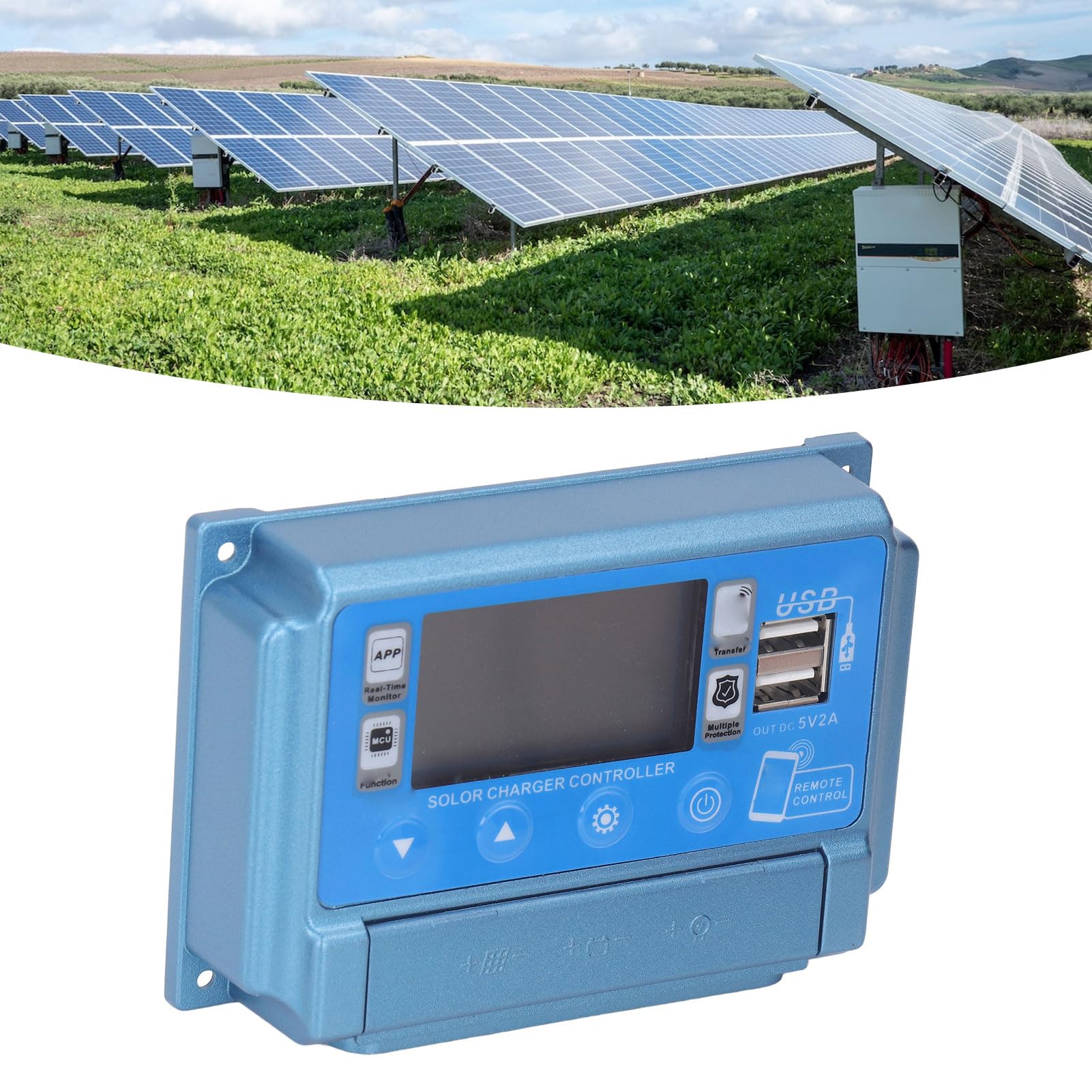 MPPT - Regolatore di ricarica solare, con Bluetooth, telecomando per pannello solare, 12 V/24 V/36 V/48 V/60 V (40 A)