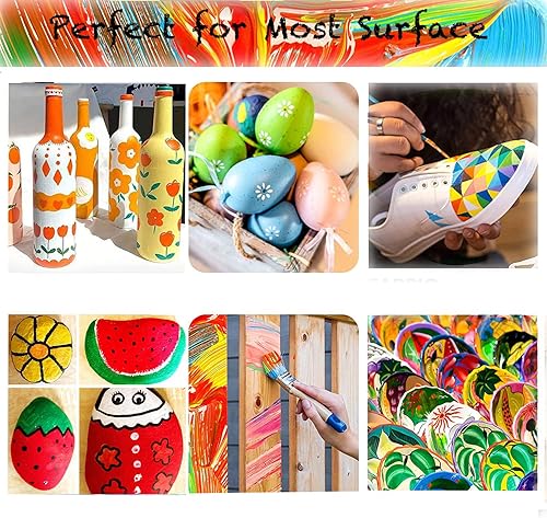 Miniatura 5 de Juego de pintura acrílica, 24 colores de pintura acrílica para arte, lienzo, madera, manualidades, pintura, regalo para artistas, niños,