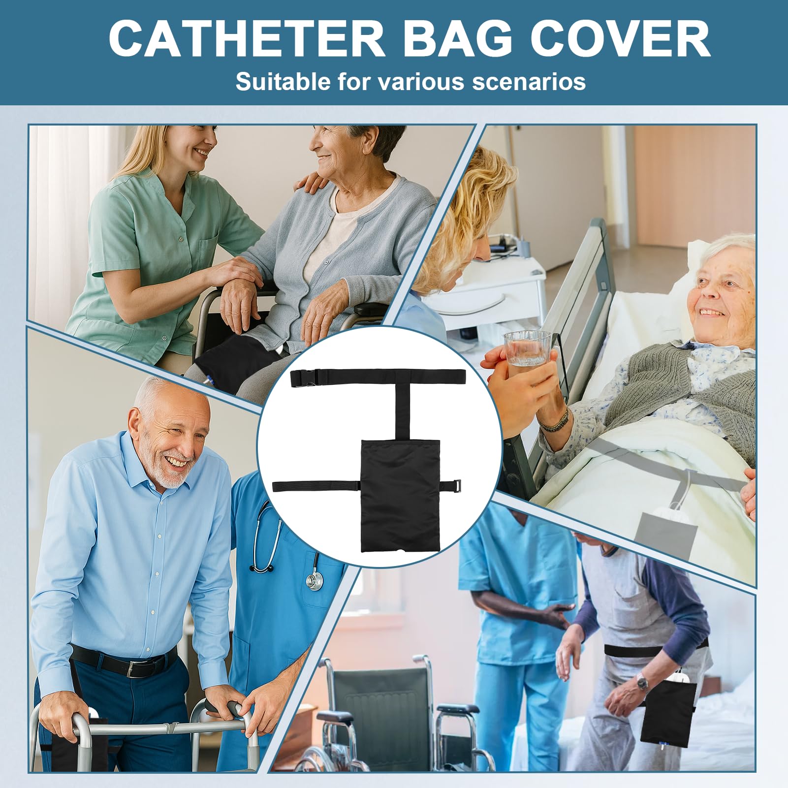 2 Piezas Soporte Para Bolsa De Pierna De Catéter, Colector Urinario Con Cinturón, Invisible Soporte Bolsa Orina Pierna, Cubierta De Bolsa De Orina(2000ml, Negro)