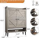 HOMEFORT Armoire de rangement pour entrée, 30" Organisateur autonome avec deux tiroirs à glissement, Rack de chaussures cachées Narrow avec jambes en bois, Cabinet de chaussures de ferme pour l'entrée de la porte avant, Gris lavé
