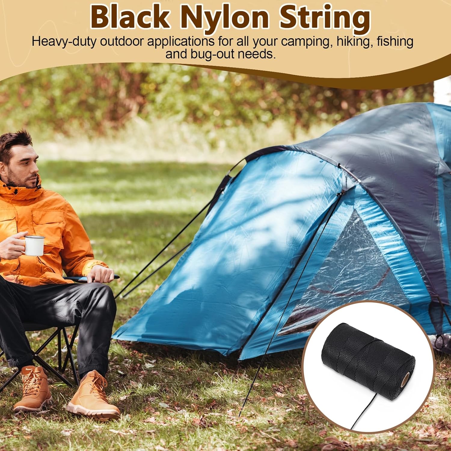 Black Nylon String 500ft 2mm UV Resistant Cord Twine for Garden Tomato Climbing Plants Floristry Fishing Wrapping Camping Outdoor Survival Netting Home Improvement