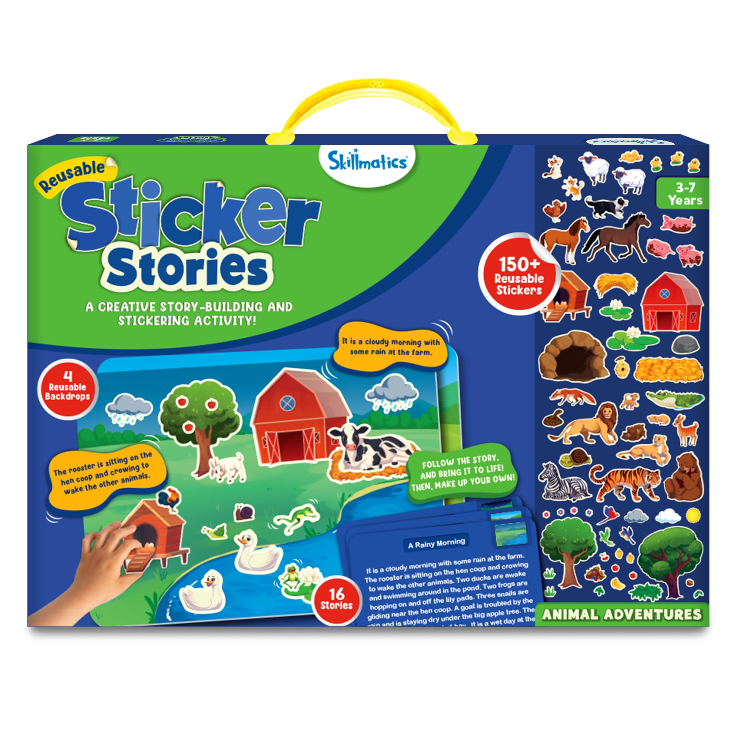 Skillmatics Reusable Stickers - Creative Story-Building Activity, Learning & Educational Travel Toy with 150+ Stickers, Gifts for Toddlers and Preschoolers Ages 3, 4, 5, 6, 7