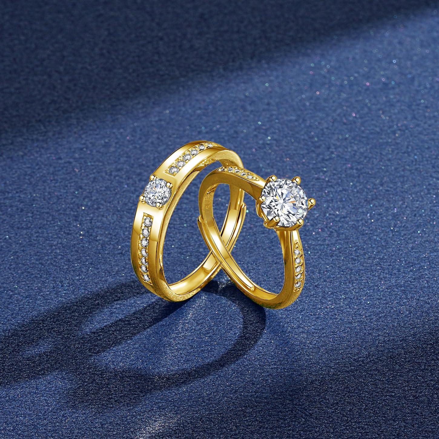 Kamise Silber Paare Ring für Damen & Herren, 925 Sterling Silber Partner Ringe mit Zirkonia, Verstellbar Versprechen Verlobungsring Hochzeitsring, Einfach Offen Eheringe Band Ring mit Geschenkbox