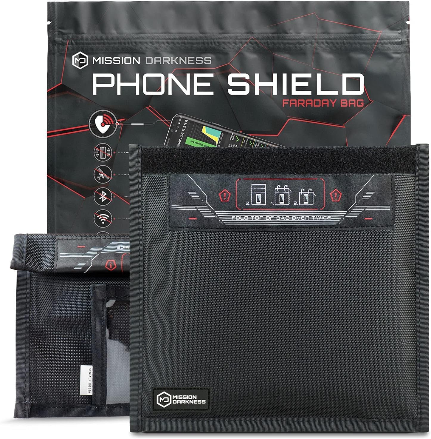 Mission Darkness Non-Window Faraday Bag for Phones (2-Pack) // Device Shielding for Law Enforcement, Military, Executive Privacy, Travel & Data Security, Anti-Hacking & Anti-Tracking Assurance