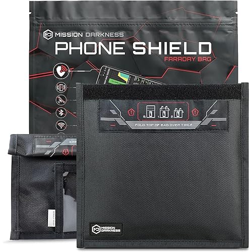 Mission Darkness Non-Window Faraday Bag for Phones (2-Pack) // Signal Blocking Bag Prevents Hacking Tracking Spying, Device Shielding for Law Enforcement Military Digital Forensics, EMP CME Protection