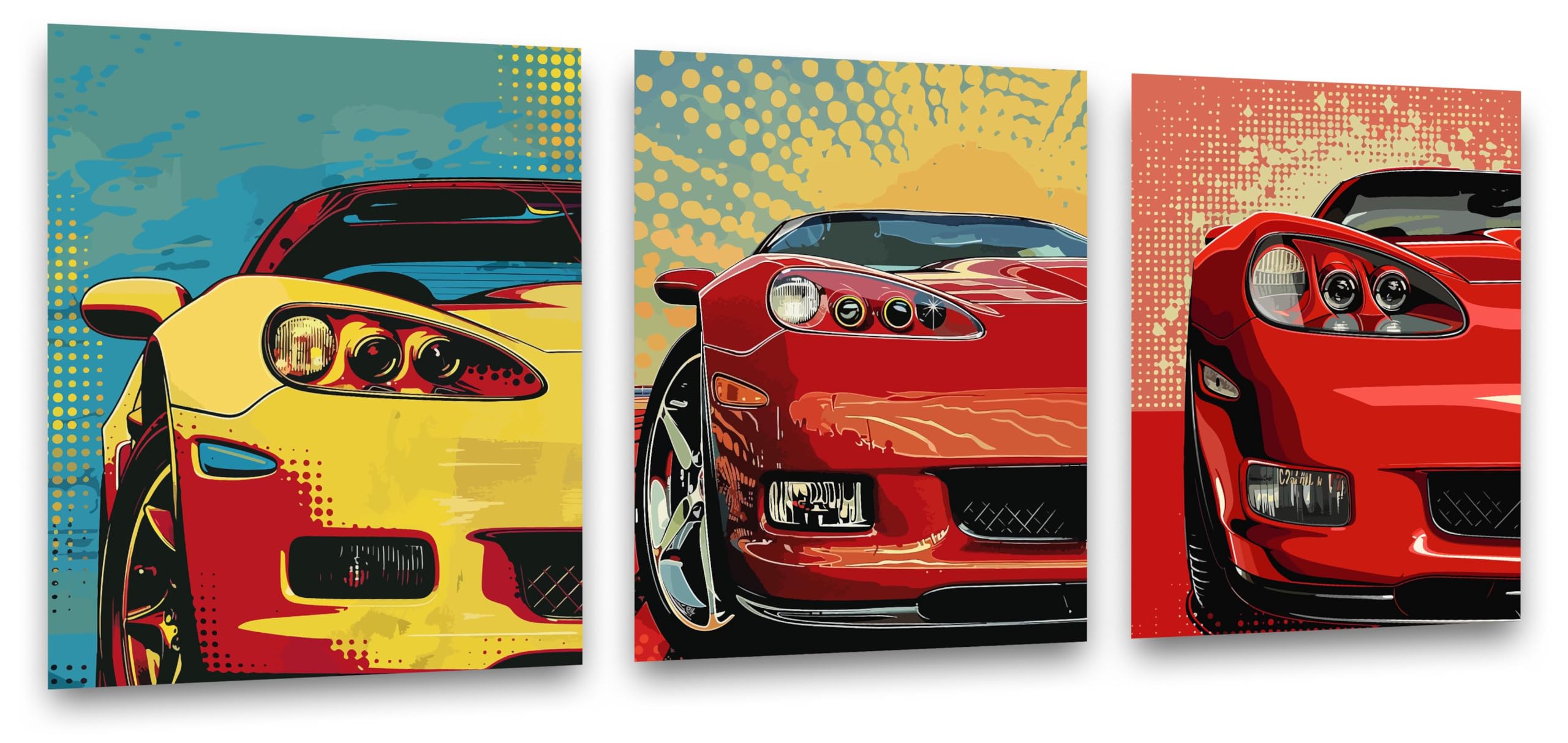 Inspirational Wall Art Co. - Inspire | Set of 3 2006 Corvette C6 Poster - Car Posters for Boys Room - Car Wall Decor - Car Room Decor - Car Posters for Men | 11x14 Inches Unframed