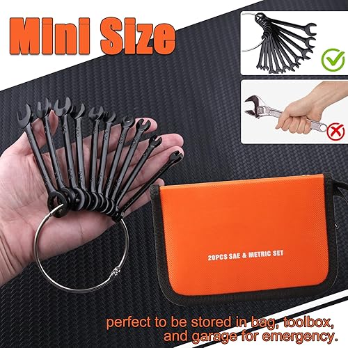 Miniatura 4 de SPEEDWOX 20 Pockets Wrench Tool Storage Bag, Tool Pouch Organizer for Mini Wrenches, Metric and SAE, Portable Tool Organizer with Tote Design