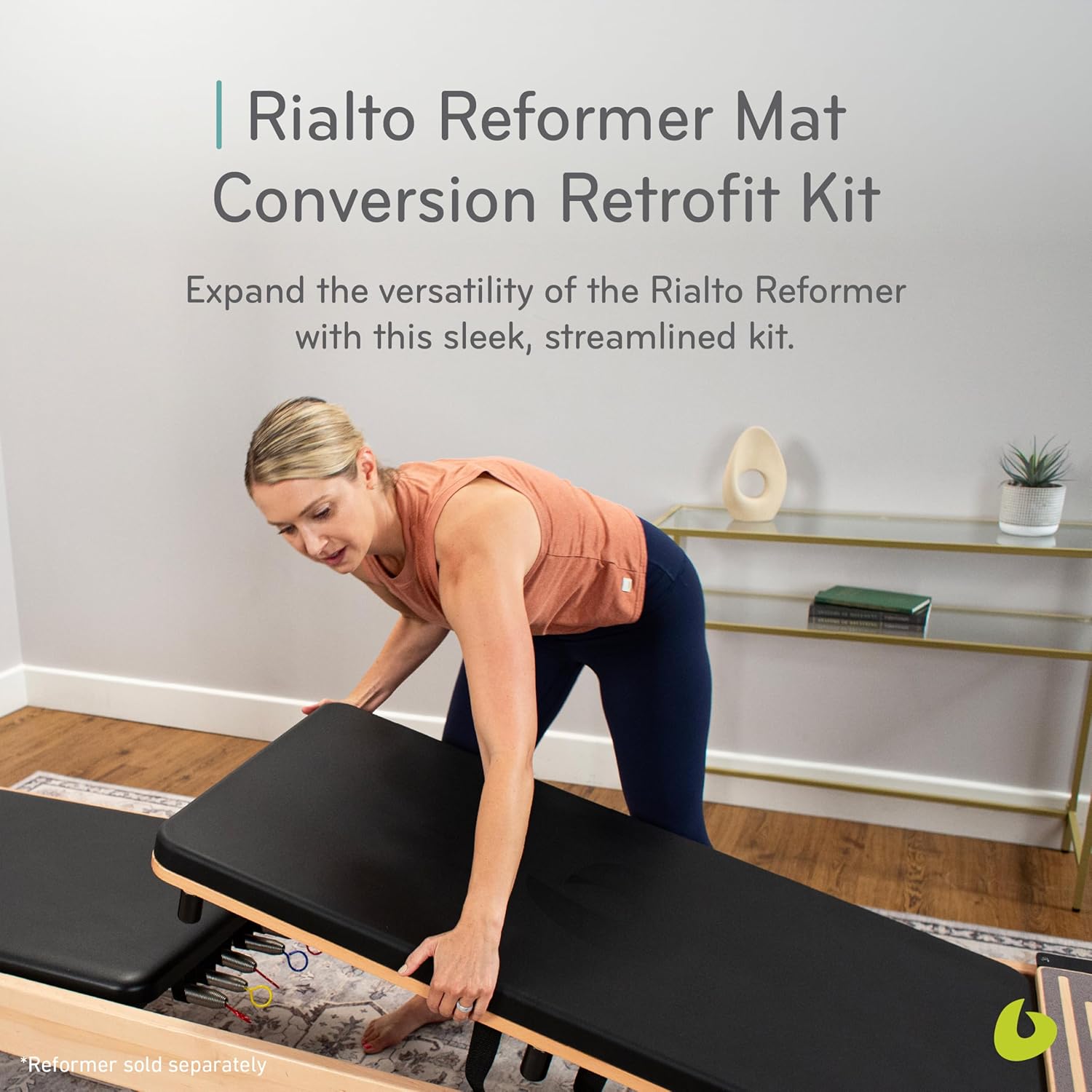 Balanced Body Rialto Pilates Reformer Mat Conversion Retrofit Kit, Pilates Mat Conversion for Reformer, Reformer Workout Equipment for Home Gym or Studio