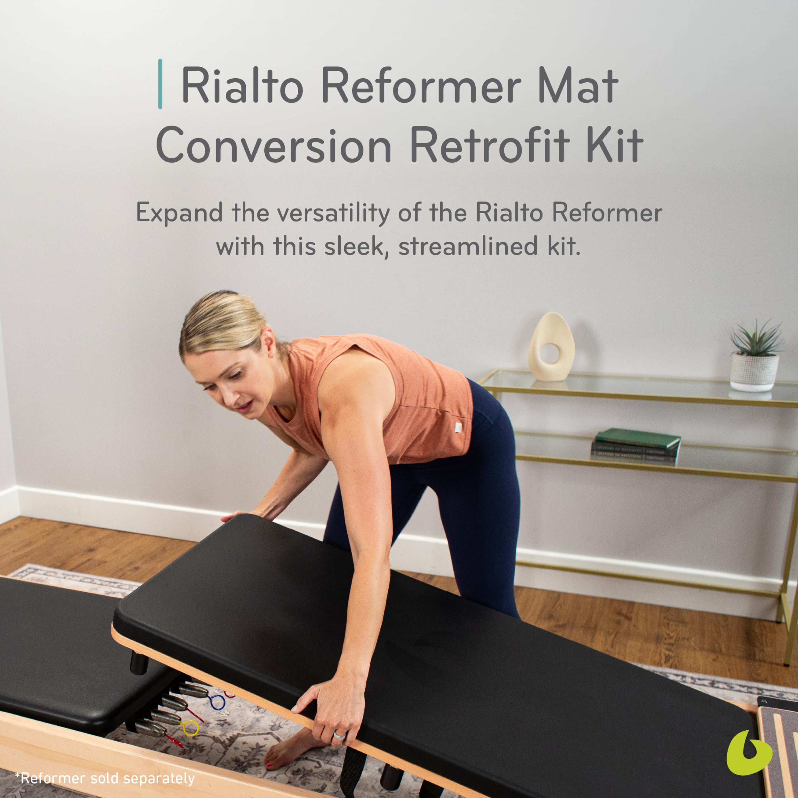Balanced Body Rialto Pilates Reformer Mat Conversion Retrofit Kit, Pilates Mat Conversion for Reformer, Reformer Workout Equipment for Home Gym or Studio
