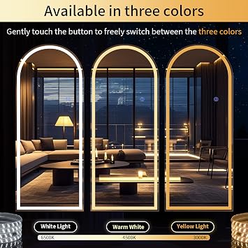 76x34 LED Full Length Mirror, Arched Standing Floor Mirror