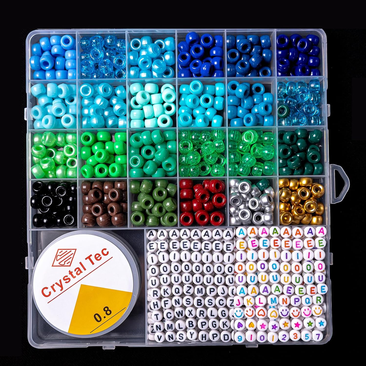 2500 PCS Pony Beads Jewelry Making Kit – 96 Colors, UV Color Changing & Glow Alphabet Beads, Heart Bow Crystal String, Tools, Gift Box for DIY Bracelets, Necklaces