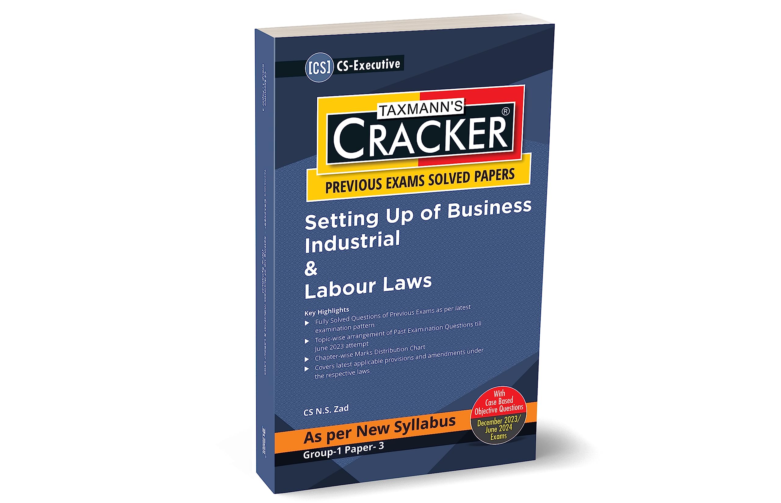 Taxmann's CRACKER for Setting Up of Business Industrial & Labour Laws (Paper 3 | SUBIL) – Covering past exam questions (topic-wise) & answers | CS Executive | New Syllabus | Dec. 2023/June 2024 Exams