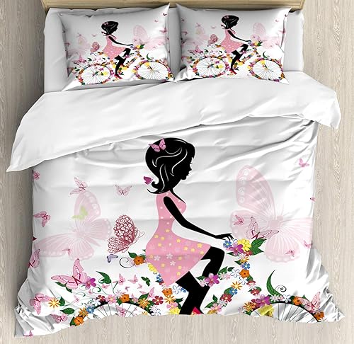 Miniatura 224 de Ambesonne Juego de funda de edredón color menta, líneas onduladas horizontales a rayas blancas abstractas de tonos suaves, exhibición de arte