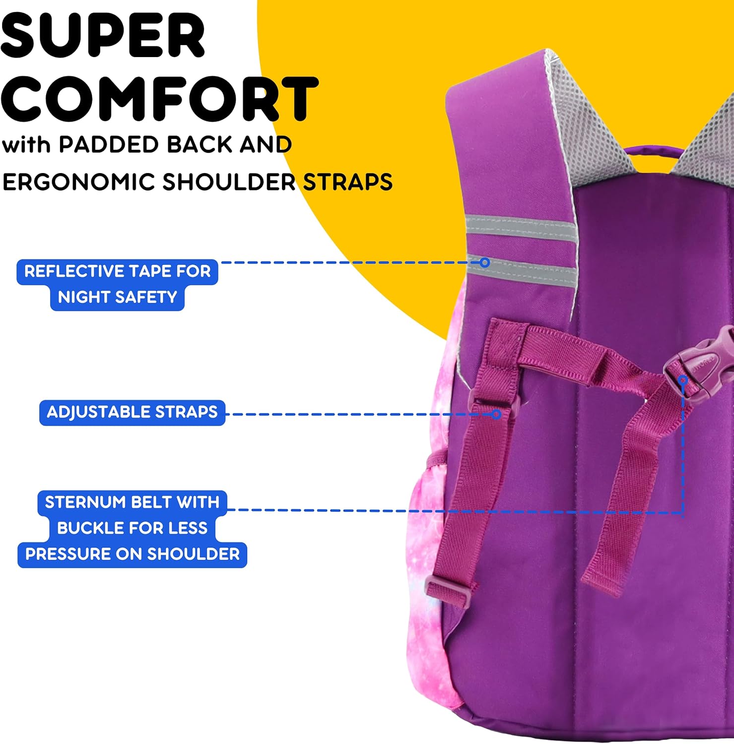 J World Duet Kids Backpack & Lunch Box Set For Boys & Girls Pre-K to Elementary School, Purple Galaxy - Image 6