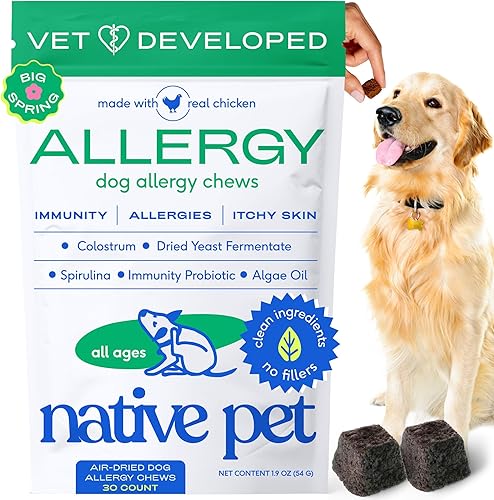 Native Pet Masticables para alergias para perros – Alivio de la alergia de perros para razas pequeñas – Apoya el alivio de la picazón estacional –