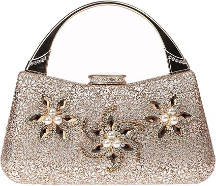 AnKoee Pochette Donna Elegante da Cerimonia Borsa Donna Tracolla con Catena  Piccola Strass Diamante Clutch Borsetta (Champagne) : Amazon.it: Scarpe e  borse