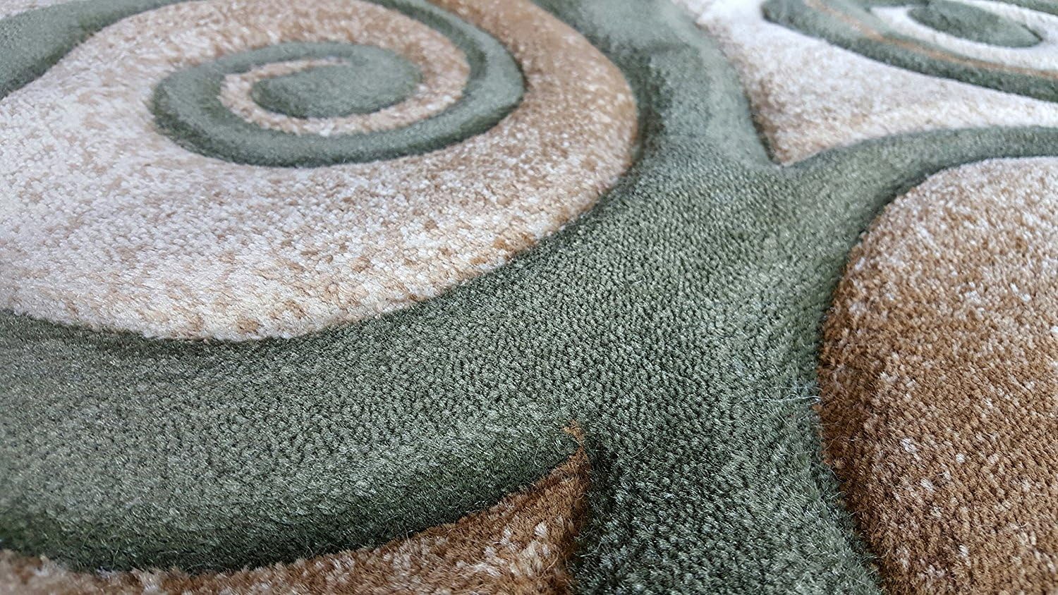 Modern Area Rug Green 400,000 Point Swirl Design 341 (4 Feet X 5 Feet 3 Inch)