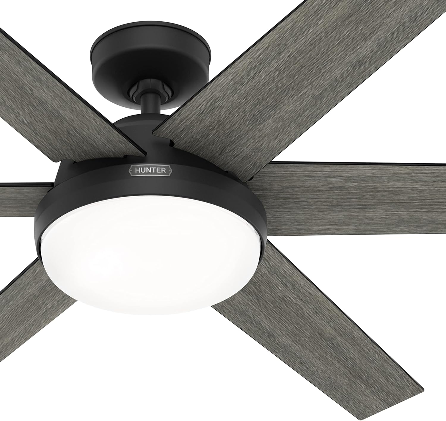 Hunter Fan 60 inch Casual Matte Black Indoor Ceiling Fan with LED Light Kit and Remote Control for Bedroom, Living Room/Family Room, Dining Room, Kitchen, Office (Renewed)