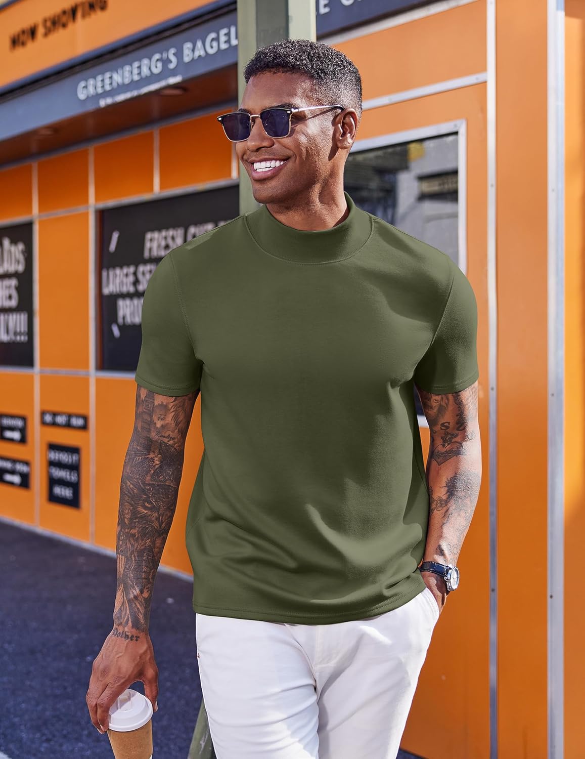 COOFANDY Men's Mock Turtleneck Short Sleeve Casual Stretch Sweater - Image 2