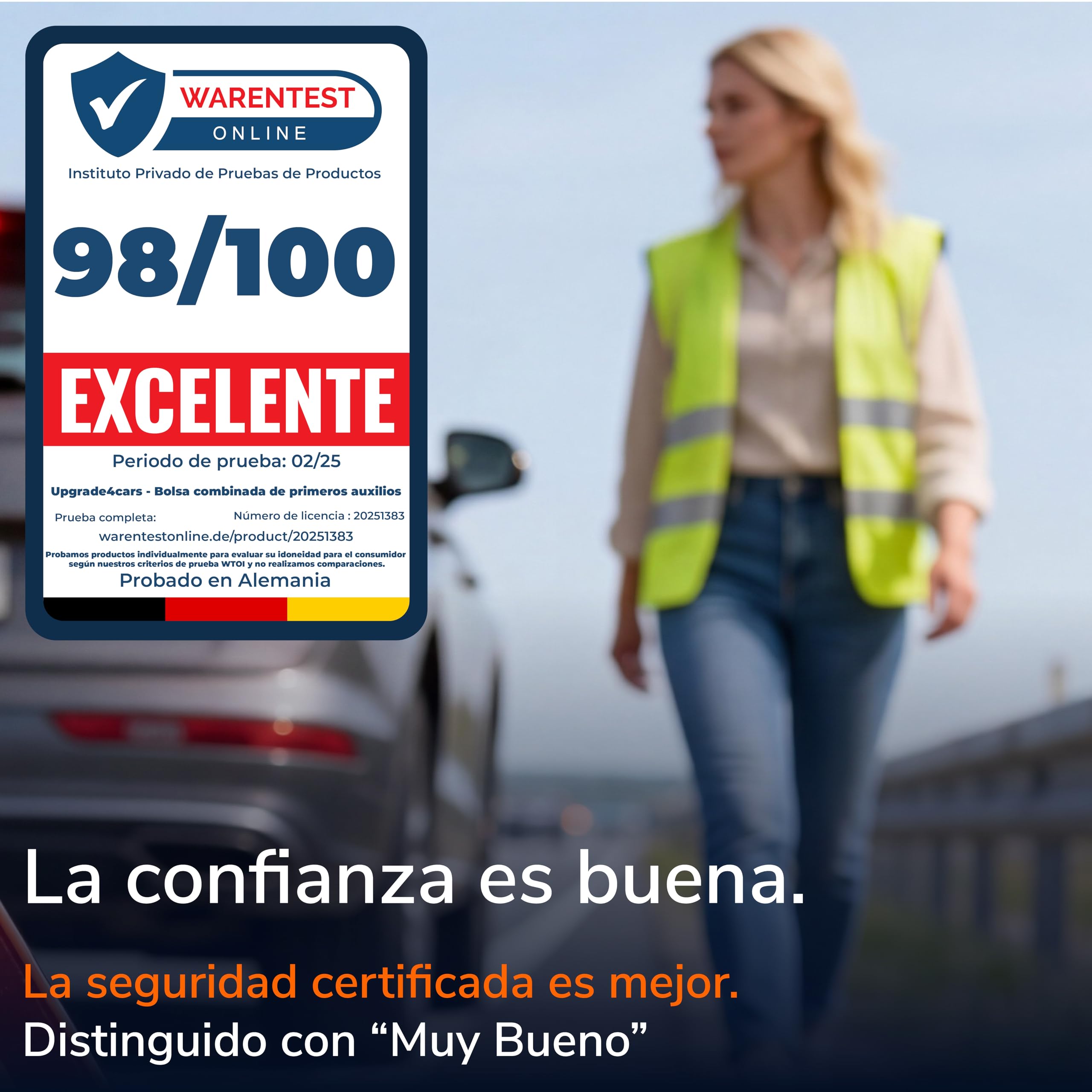 Upgrade4cars Chaleco Reflectante Coche según EN ISO 20471 Válido en Toda Europa 2 Unidades | Chalecos de Seguridad Reflectantes para Adultos Amarillo — view 2