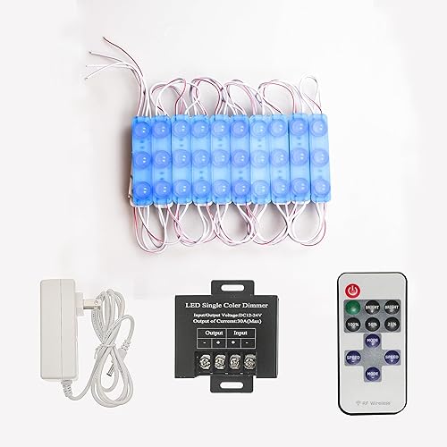 Luces de módulo LED de 1.5W 12V para tienda comercial, 20 módulos impermeables, luces decorativas de negocios para publicidad de letreros LED (azul)