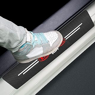 Modifier 4pcs/set,fit k-i-a car door sill plate protectors,decal sticker carbon fibre vinyl reflective car door sill decoration scuff plate for k-i-a