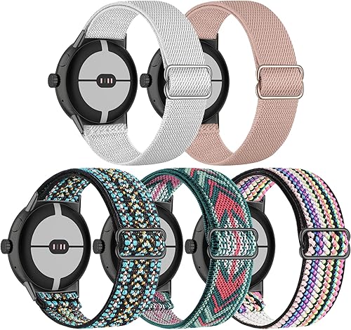 Vista 19 de Paquete de 5 correas elásticas de nailon compatibles con Google Pixel Watch 3 de 1.614 pulgadas/Google Pixel 2/Google Pixel Watch para mujeres