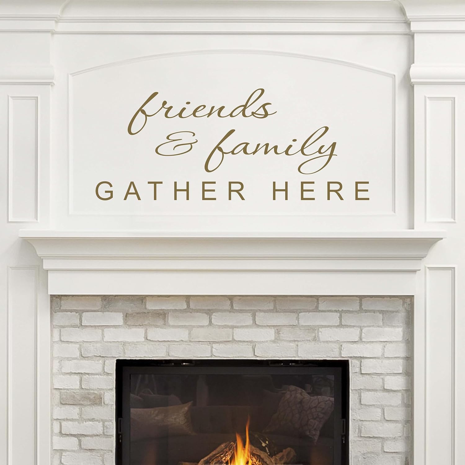Friends and Family Gather Here Wall Decal Stickers | Family Wall Decor | Living Room Wall Decals | Friendship Decals | Gold