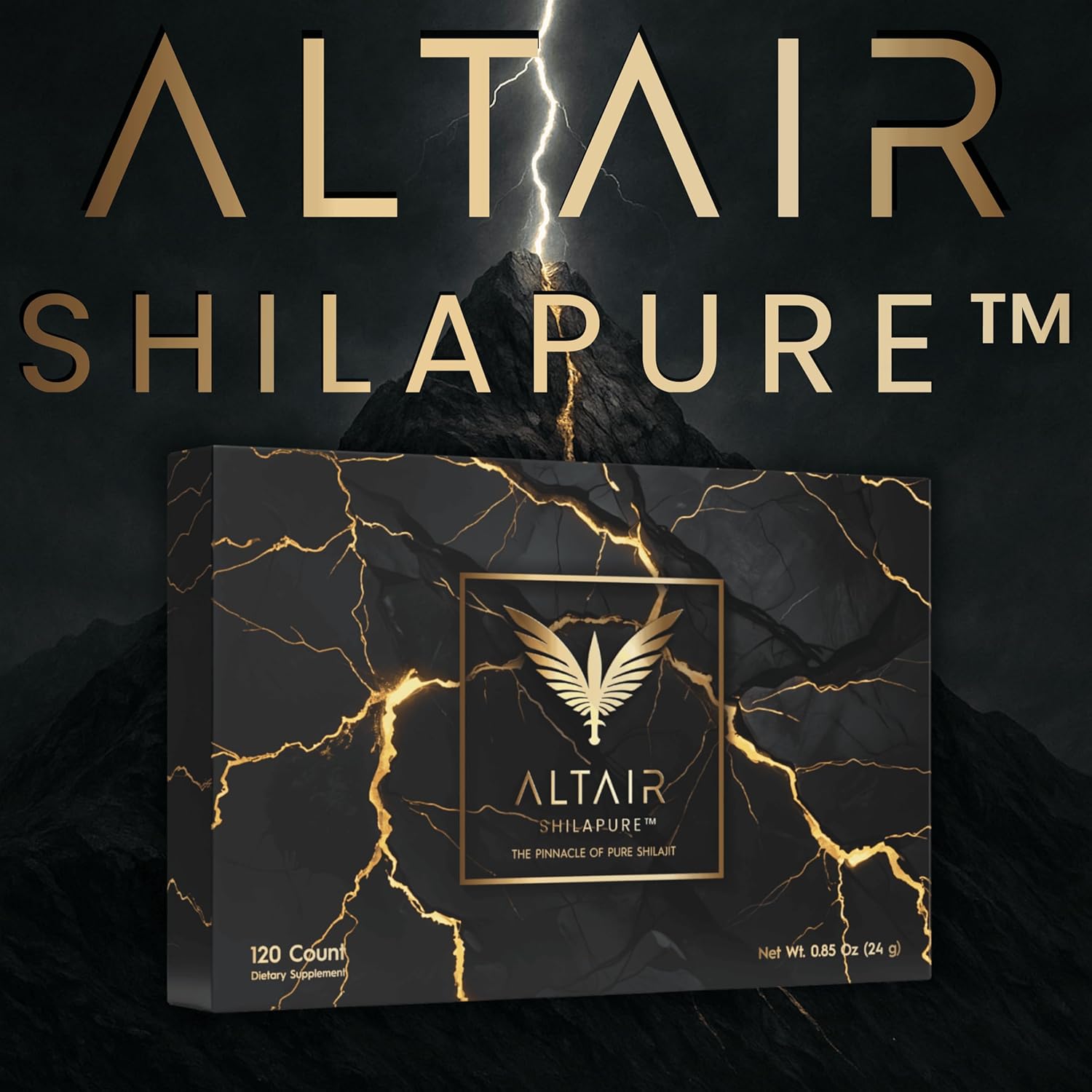 Altair Shilapure 100% Pure Shilajit Tablets | 24,000MG | More Effective Than Resin & Capsules | 85+ Trace Minerals from 17,000 FT | Lab Tested for Purity | 120 Tablets | 4 Month Supply