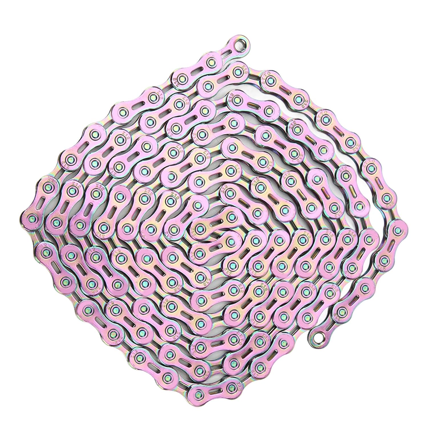 12 Speed Bike Chain Half Hollowed Alloy Steel Mountain Road Bicycle Chain with Connector for Cycling Riding Colorful Shift with Smoothly All Prevents The Shift (Colorful)