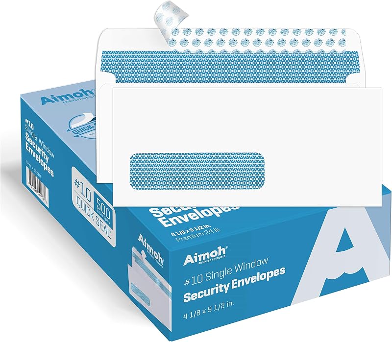 Aimoh #10 sobres de correo con ventana única, tamaño carta, autosellados, 500 unidades | Ventana izquierda única, tinte de seguridad, cierre de sellado rápido, papel de 24 lb, 4-1/8 x 9-1/2 pulgadas, 500 unidades, ventana de fácil lectura