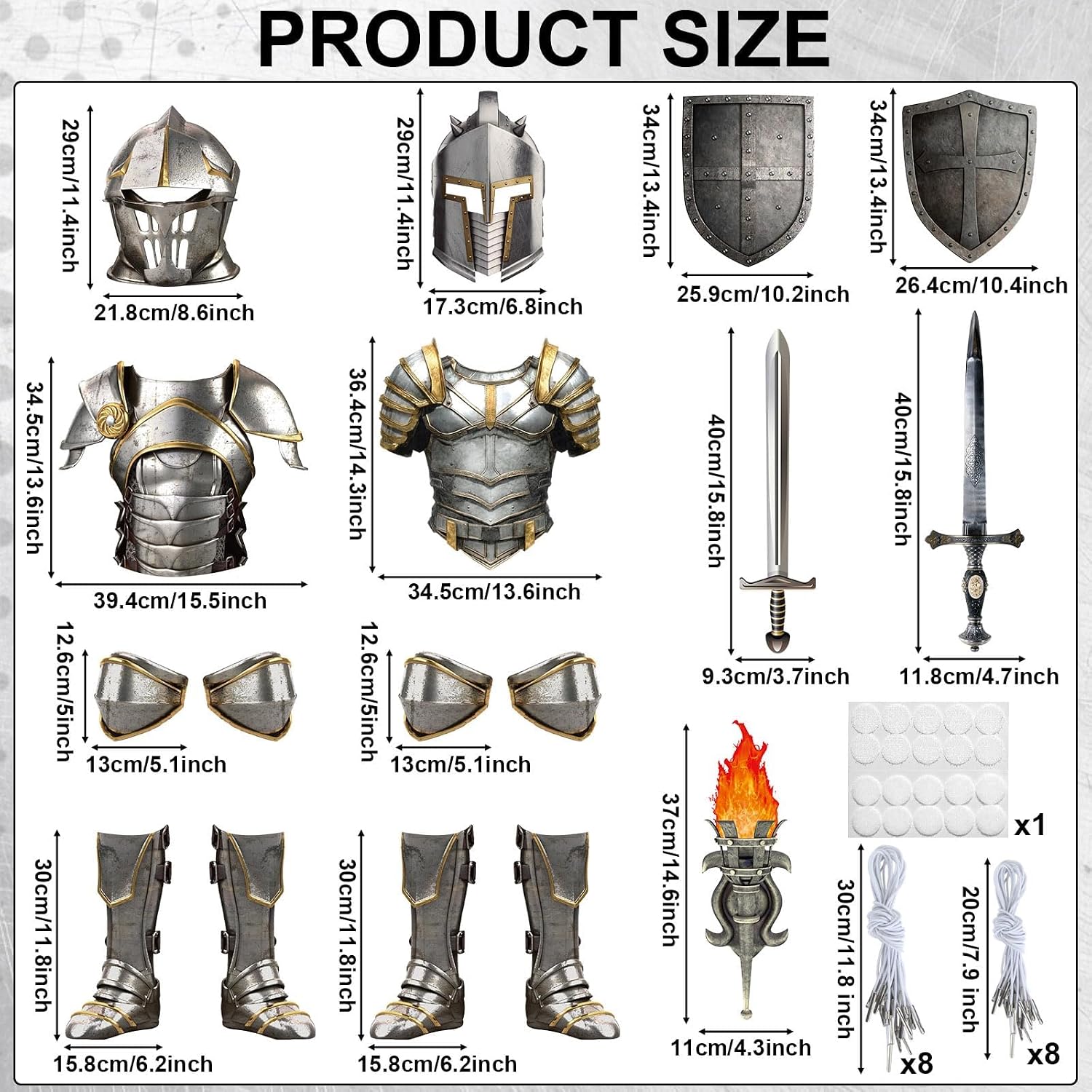 17 Pcs Medieval Knight Armor Costume Craft Kit Knight Birthday Decorations Medieval Paper Cutout Helmets Armor Swords Shield Cosplay Soldier Party Supplies for Kid Dress up Props Party Decorations image 2