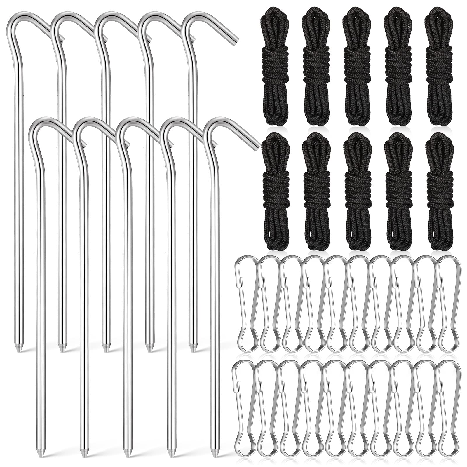 Photo 1 of Inflatable Yard Stakes for Inflatables, Metal Tent Stakes Heavy Duty and 5 Feet Tethers with Hooks for Holiday Inflatable Decorations Camping Xmas Decoration(40 Pcs)