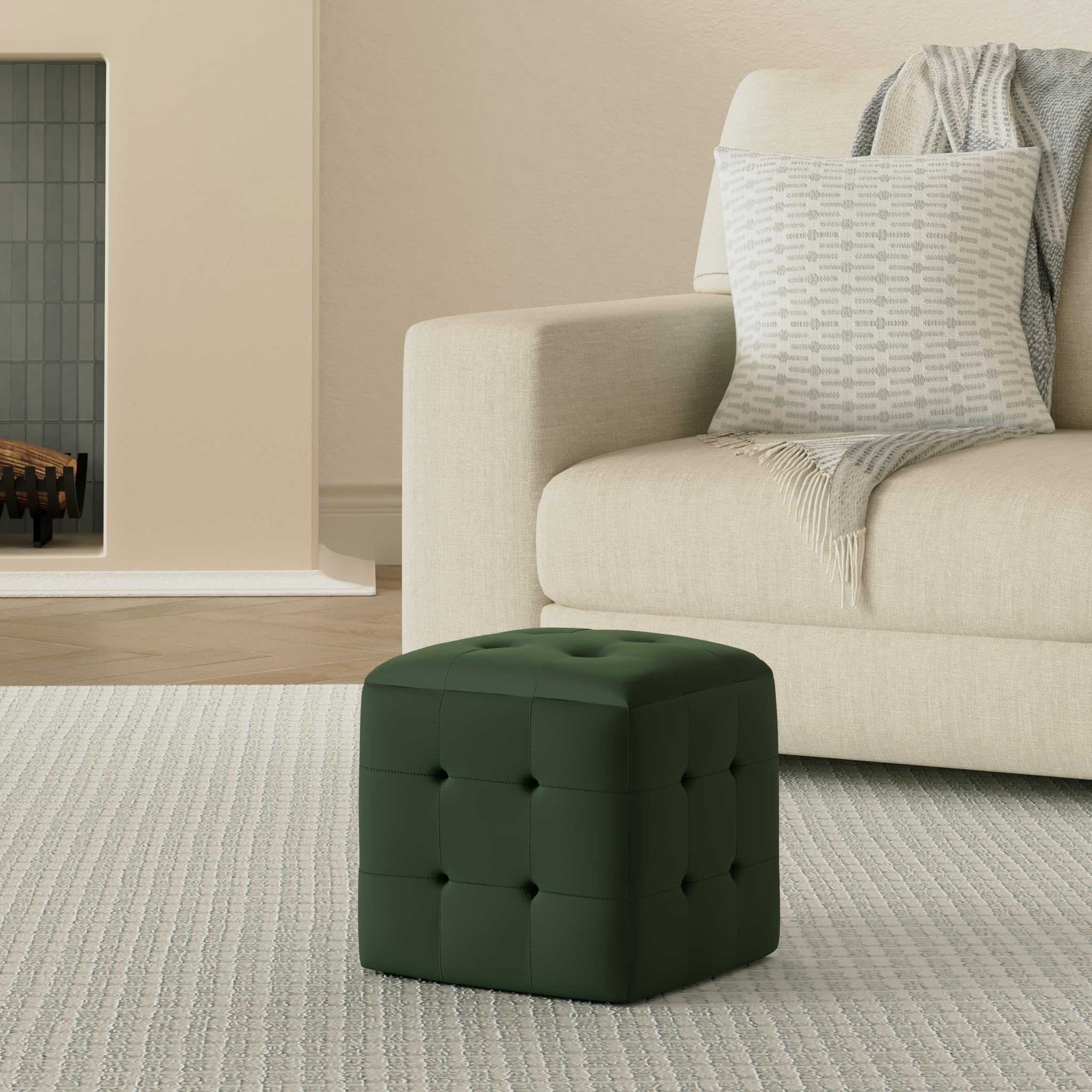 vidaXL 2 pcs Poufs Vert 30 x 30 x 30 cm Tissu Velours