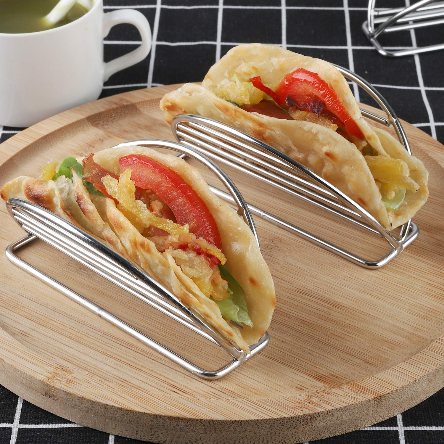 Support à tacos en acier inoxydable pour tortillas, burritos, fêtes et restaurants