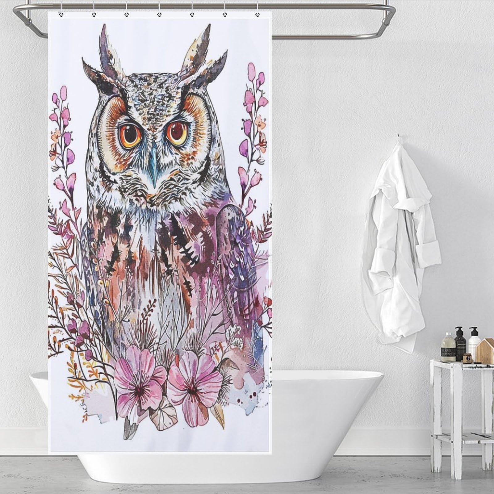 Rideau de douche chouette minimaliste moderne lavable 90x180cm